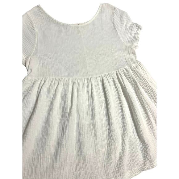 Cici Women’s Soft White Muslin Flowy Shirt Blouse Short Sleeve Size Small Cotton - Picture 2 of 13